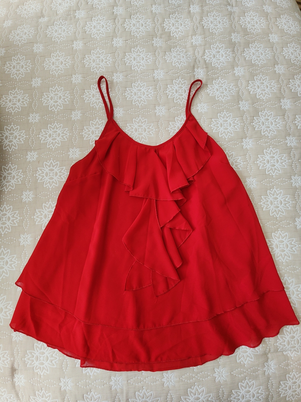 SHEIN Red Ruffle V-Neck Camisole Tank - Picture 3 of 5